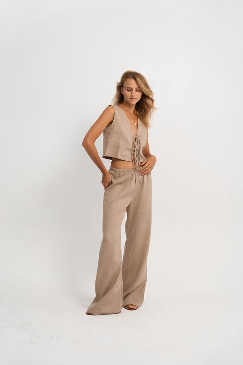 BASIC LINEN ELASTIC VEST