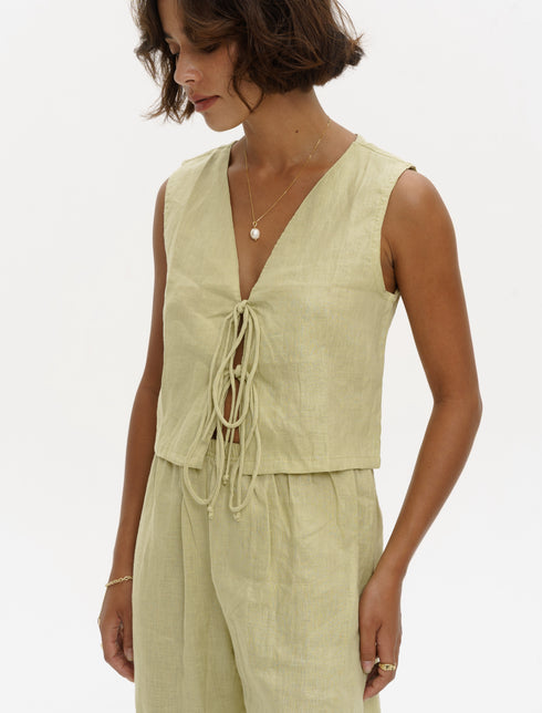 BASIC LINEN ELASTIC VEST
